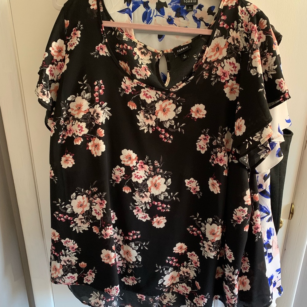 Black Floral Chiffon Shirt